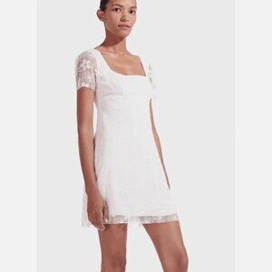 Staud Sandra White Lace Mini Dress. Sz: 10